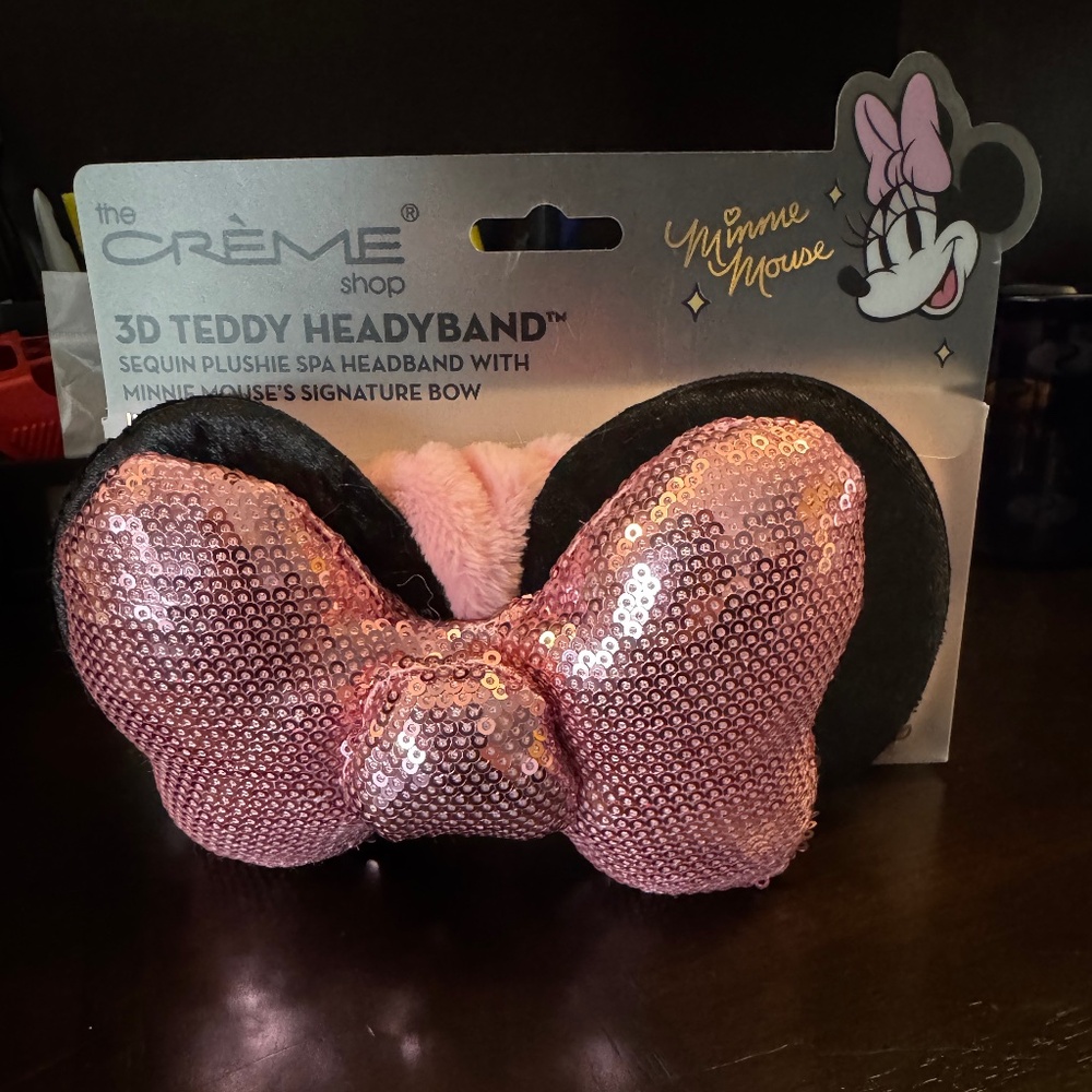 The Creme Shop Minnie Mouse Limited Edition Plushie Spa Headband Pink Bow NEW